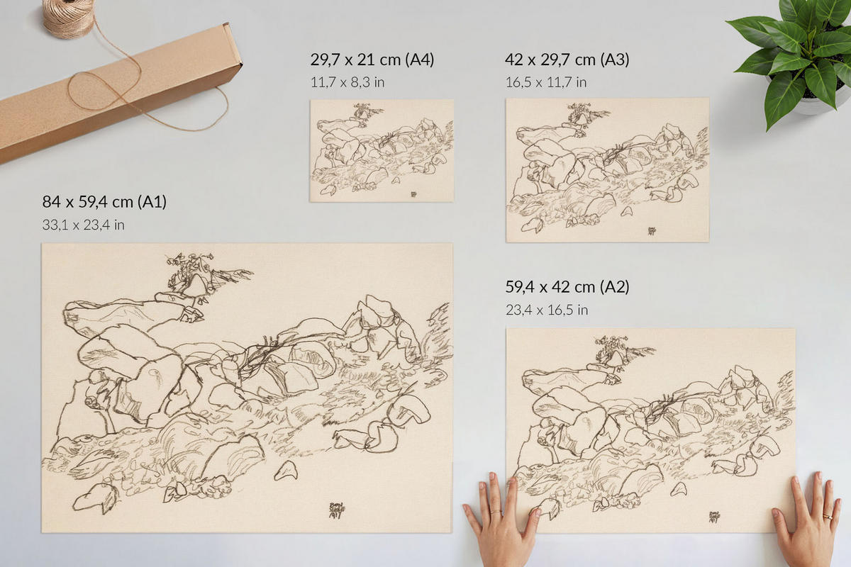 POSTER - 42x29 cm (A3) - Egon Schiele - Gebirgsbach - Beige, Textil (42/29.7/0.1cm) - TULUP