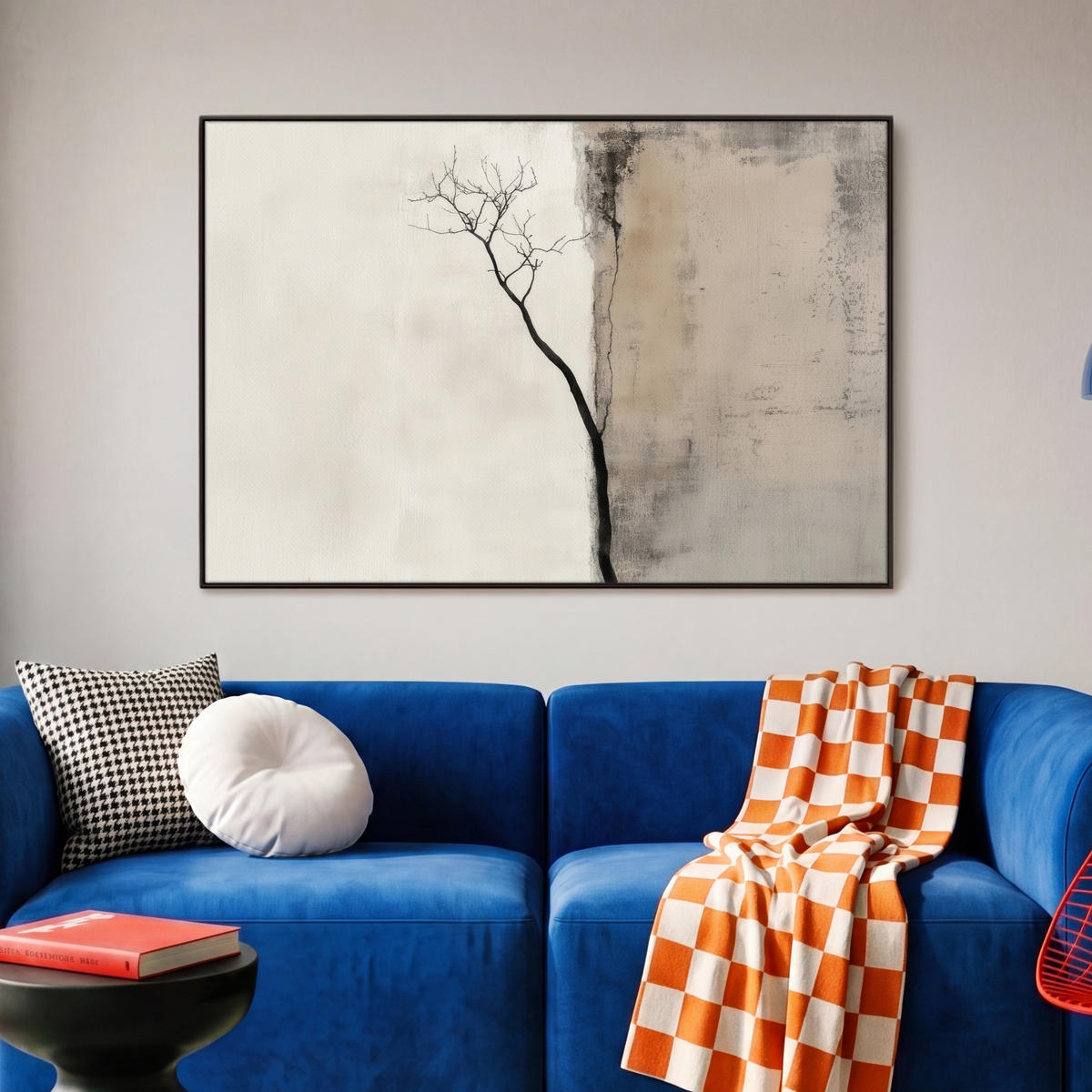 LEINWAND Bilder mit Rahmen - Wabi sabi - Pflanze - Beige - 90x60 - Taupe, Textil (90/60cm) - MuchoWow