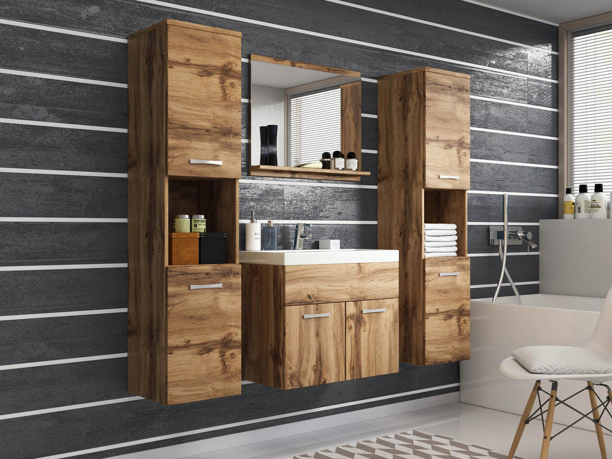 BADMÖBEL-SET Montreal XL - Eiche Wotan, Holzwerkstoff (30/132/30cm) - MIRJAN24