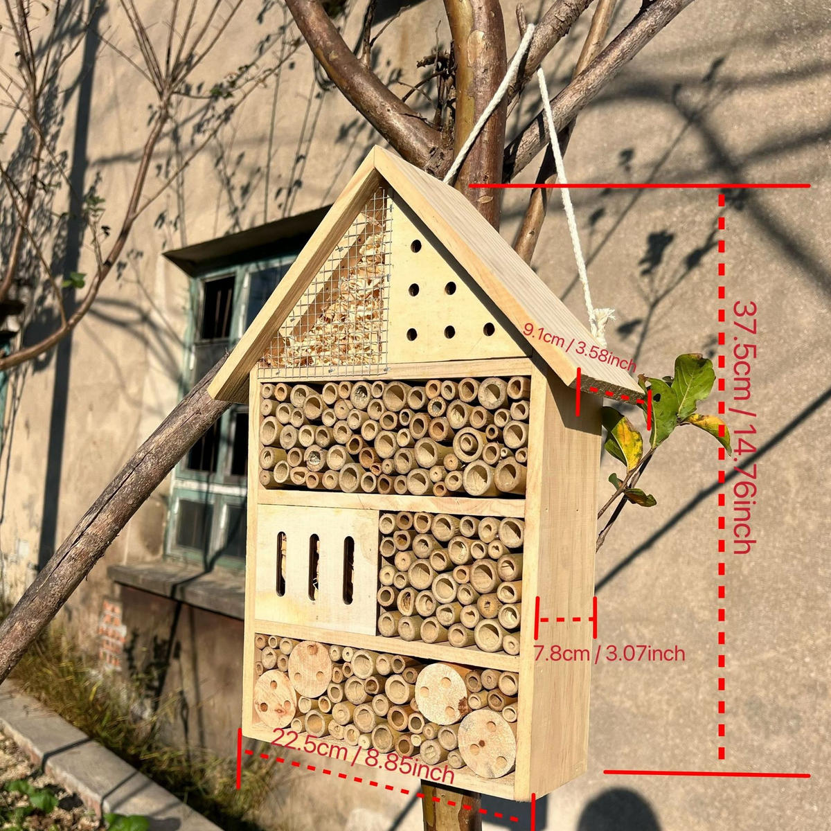 INSEKTENHOTEL 22.5/9.1/37.5 cm - Naturfarben, Holz (9.1/37.5/22.5cm) - Authentics