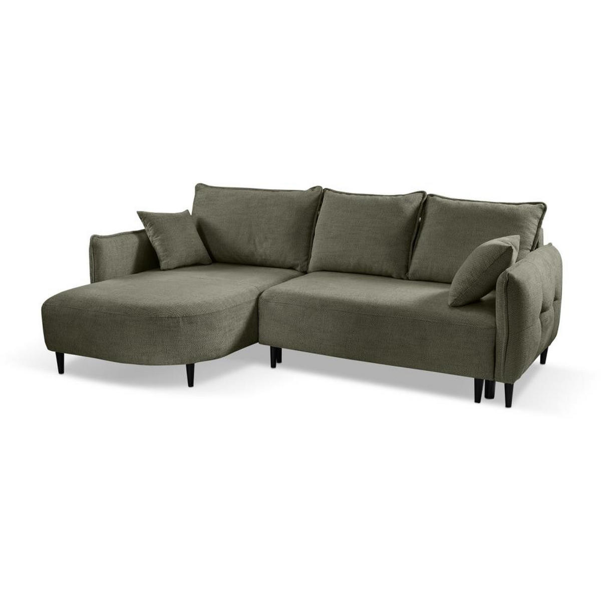 ECKSCHLAFSOFA Sycylia links grün - Schwarz/Grün, Textil (244/165cm) - Beautysofa