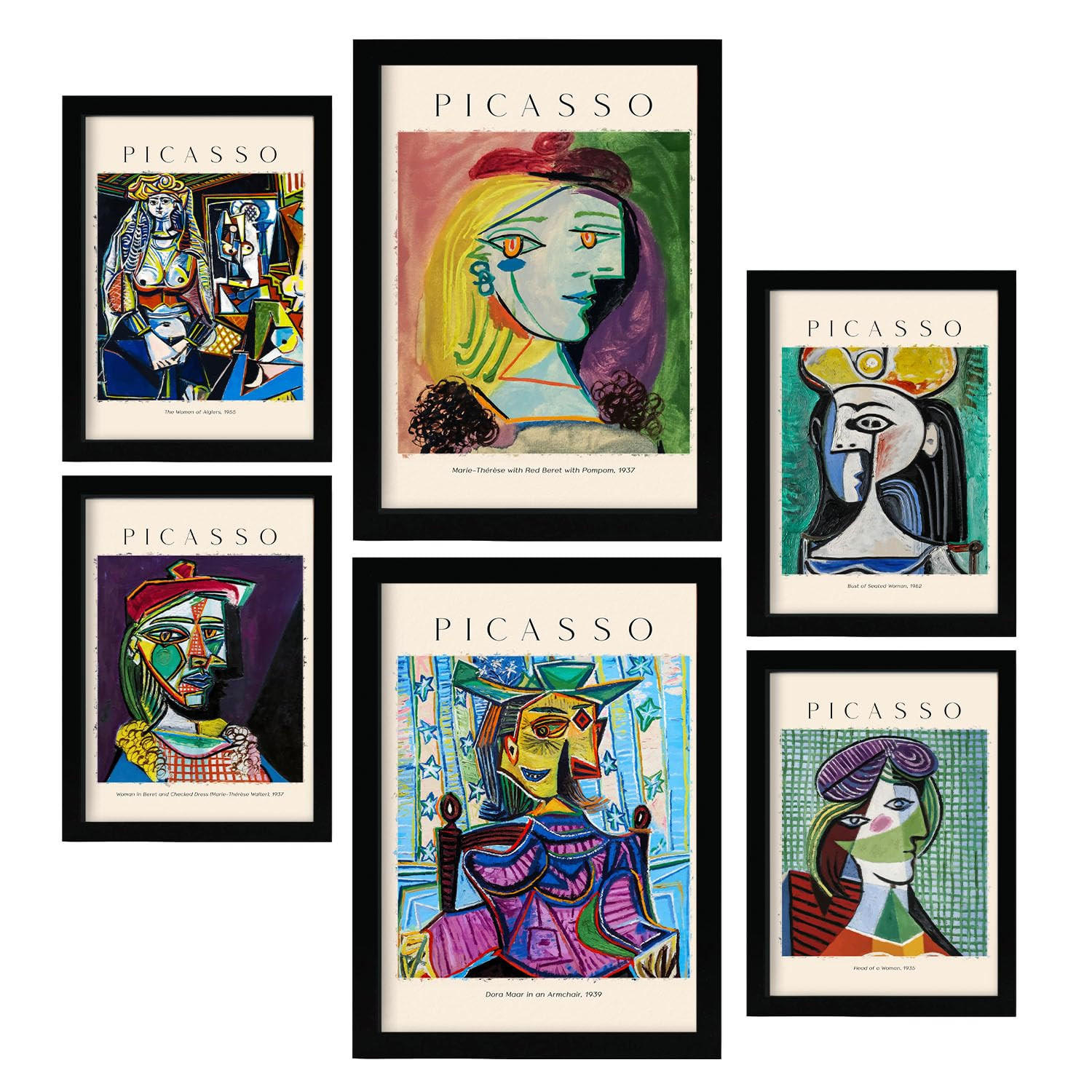 POSTER Set Mit 6 Picasso 2 Sammlung A3 & A4 Rahmenlos - Klar, Papier (29/3cm) - Nacnic