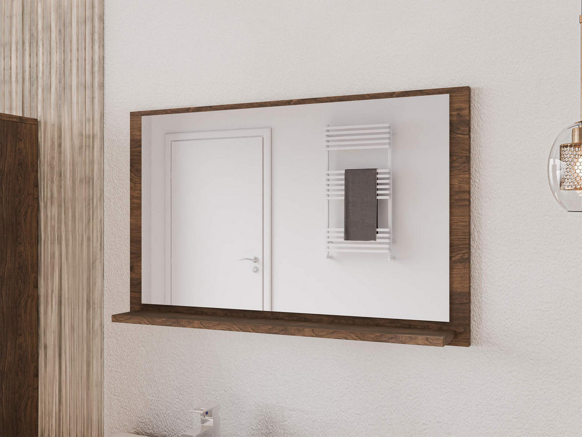 OGLINDĂ 14 - culoare lemn de nuc, compozit lemnos (80/50/15cm) - MIRJAN24