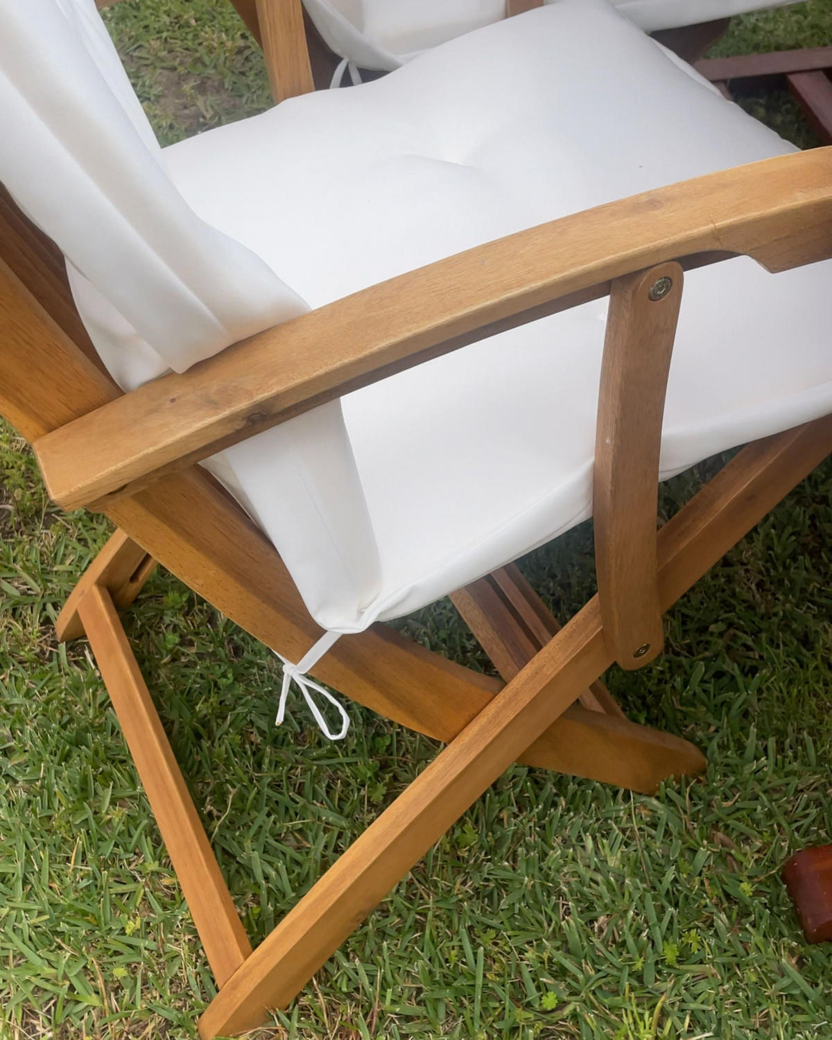 ZAHRADNÍ ŽIDLE sada 2 ks Dřevo Světlejší Odstín dřeva Maui II - bílá/modrá, dřevo (46/92/48cm) - Beliani