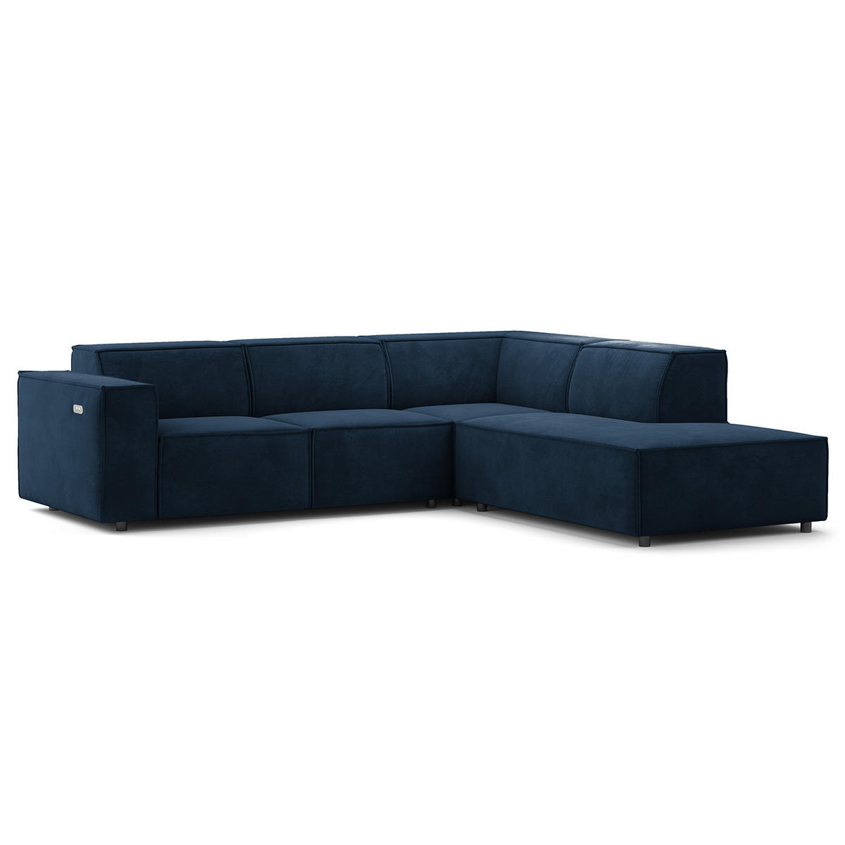 ECKSOFA mit Ottomane - Schwarz/Dunkelblau, Kunststoff/Textil (260/234cm) - home24