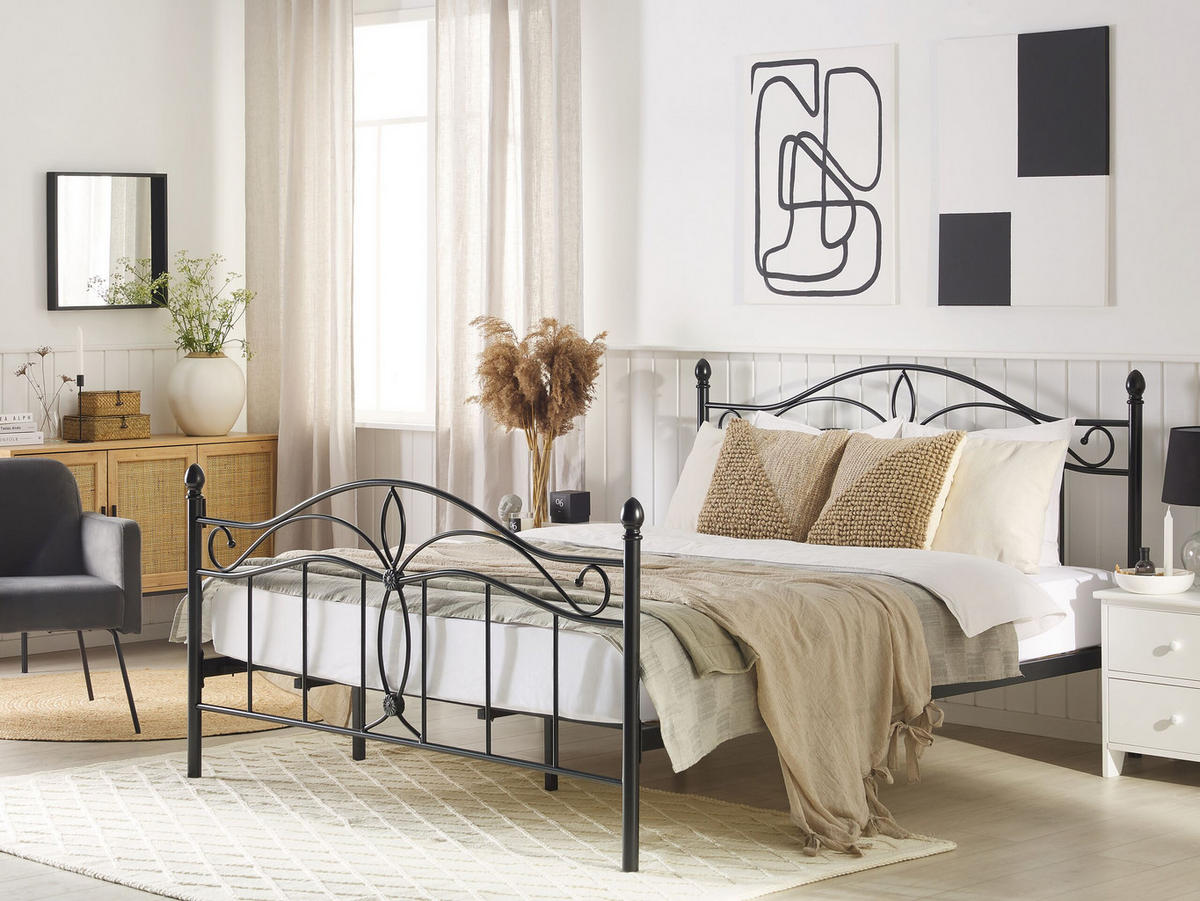 METALLBETT 180/200cm Schwarz Antlia - Schwarz, Metall (180/200cm) - Beliani