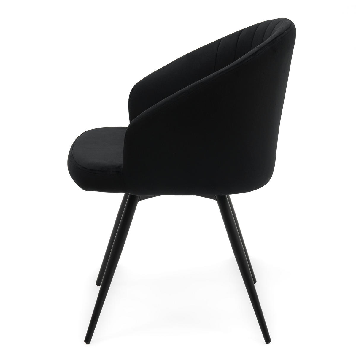 STUHL MODENA drehbar gepolsterter mit Steppung - schwarz - Samt Velour - Schwarz, Textil/Metall (57/80/59cm) - NEW HOME