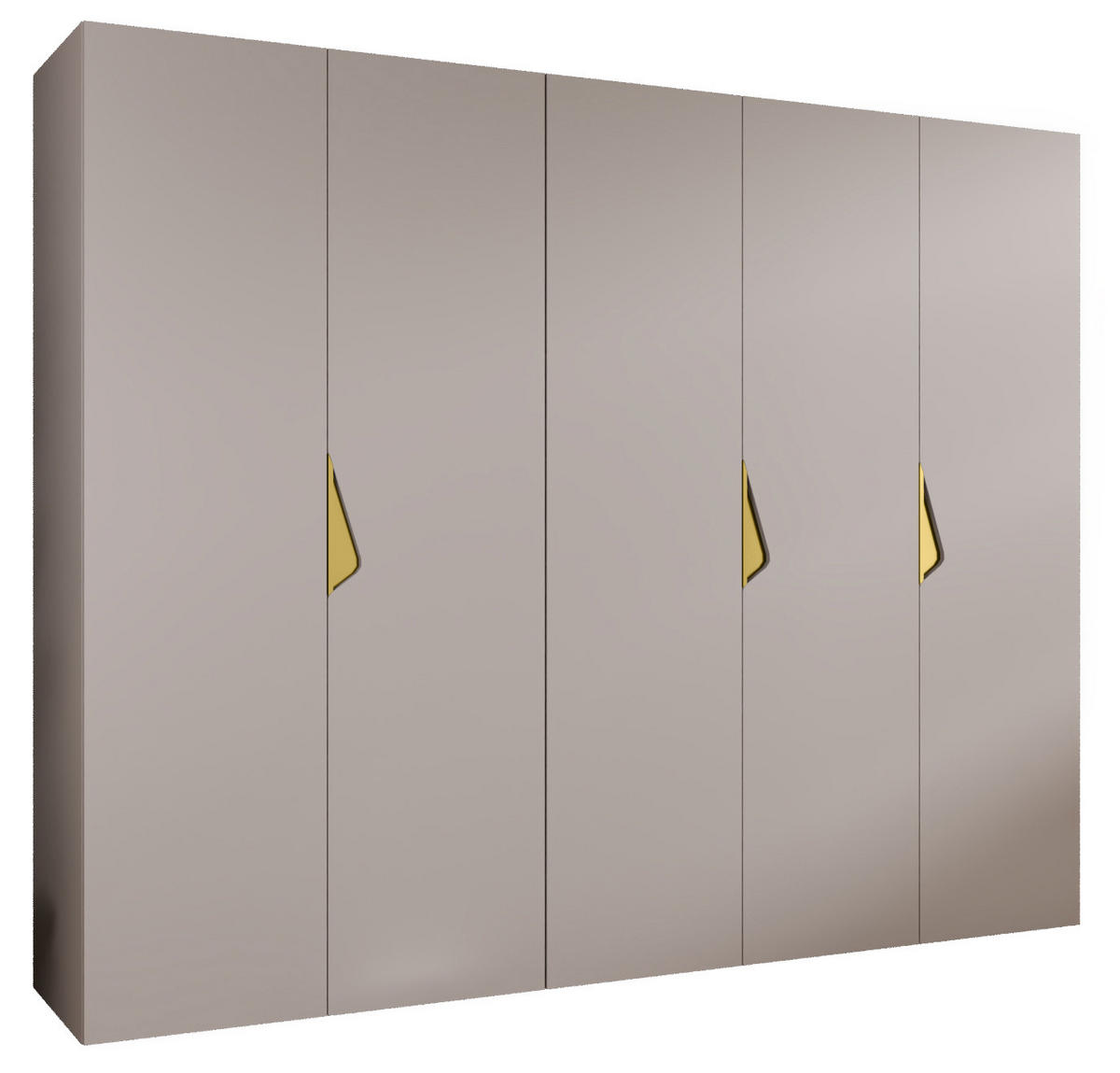 DREHTÜRENSCHRANK 202/250/52 5-türig - Beige/Goldfarben, Holz/Metall (250/202/52cm) - Abiks Möbel