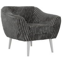 SESSEL PIRS - Grau Cord - Weiße Beine - Weiß/Grau, Holzwerkstoff/Textil (80/75/74cm) - MKS