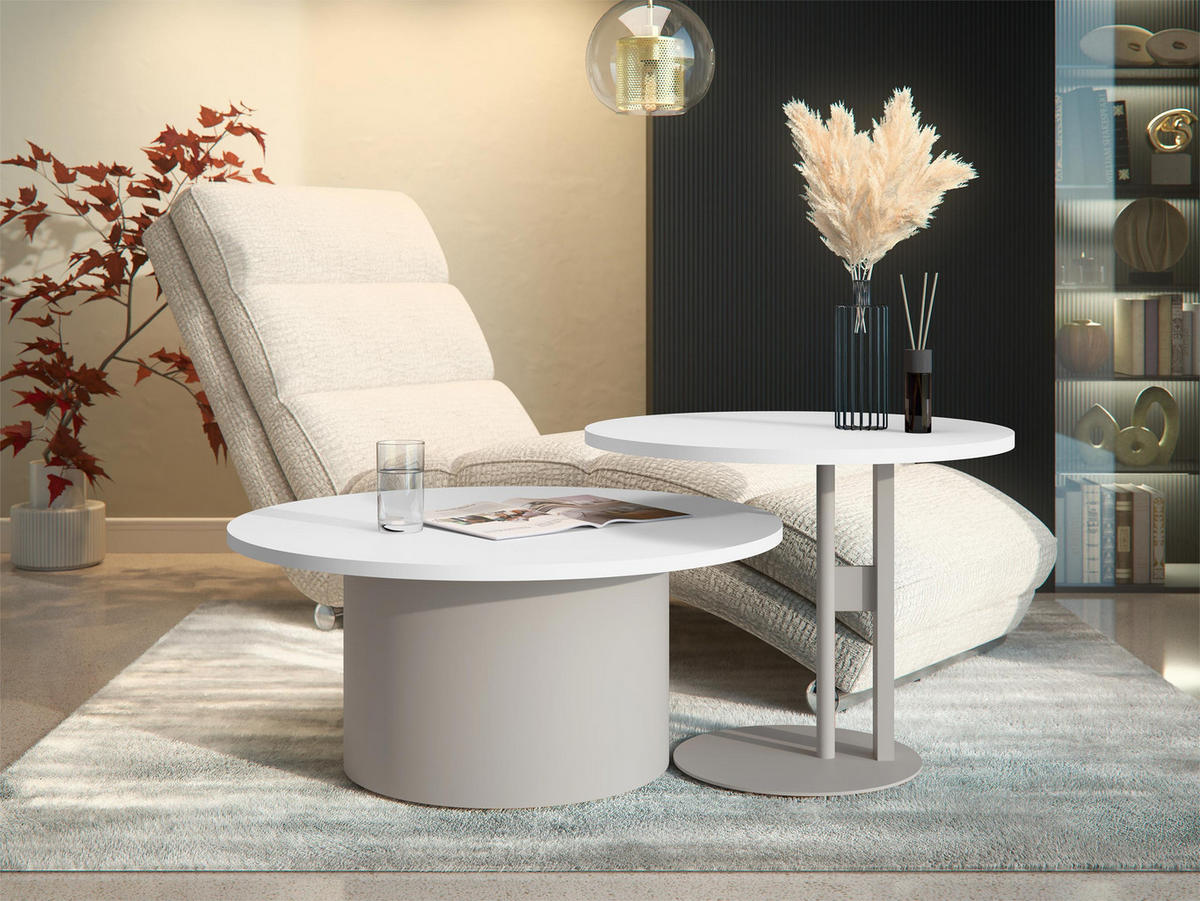 COUCHTISCH-SET Monar Cashmere - Kaschmir/Weiß, Holzwerkstoff/Metall (58/58/45cm) - MIRJAN24