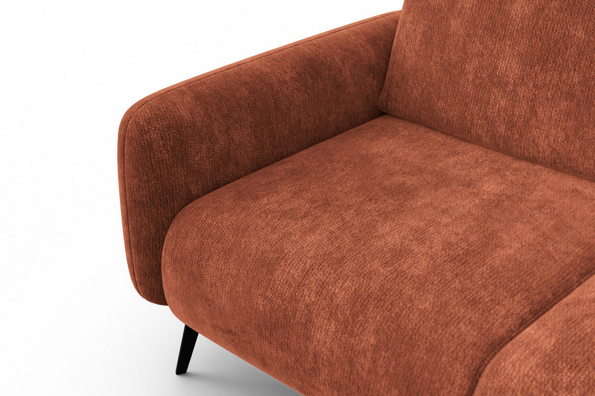 SOFA FEBE 2-Sitzer, rostroter Chenille-Stoff - Rostfarben/Schwarz, Holz/Textil (160/82/96cm) - Wozimo