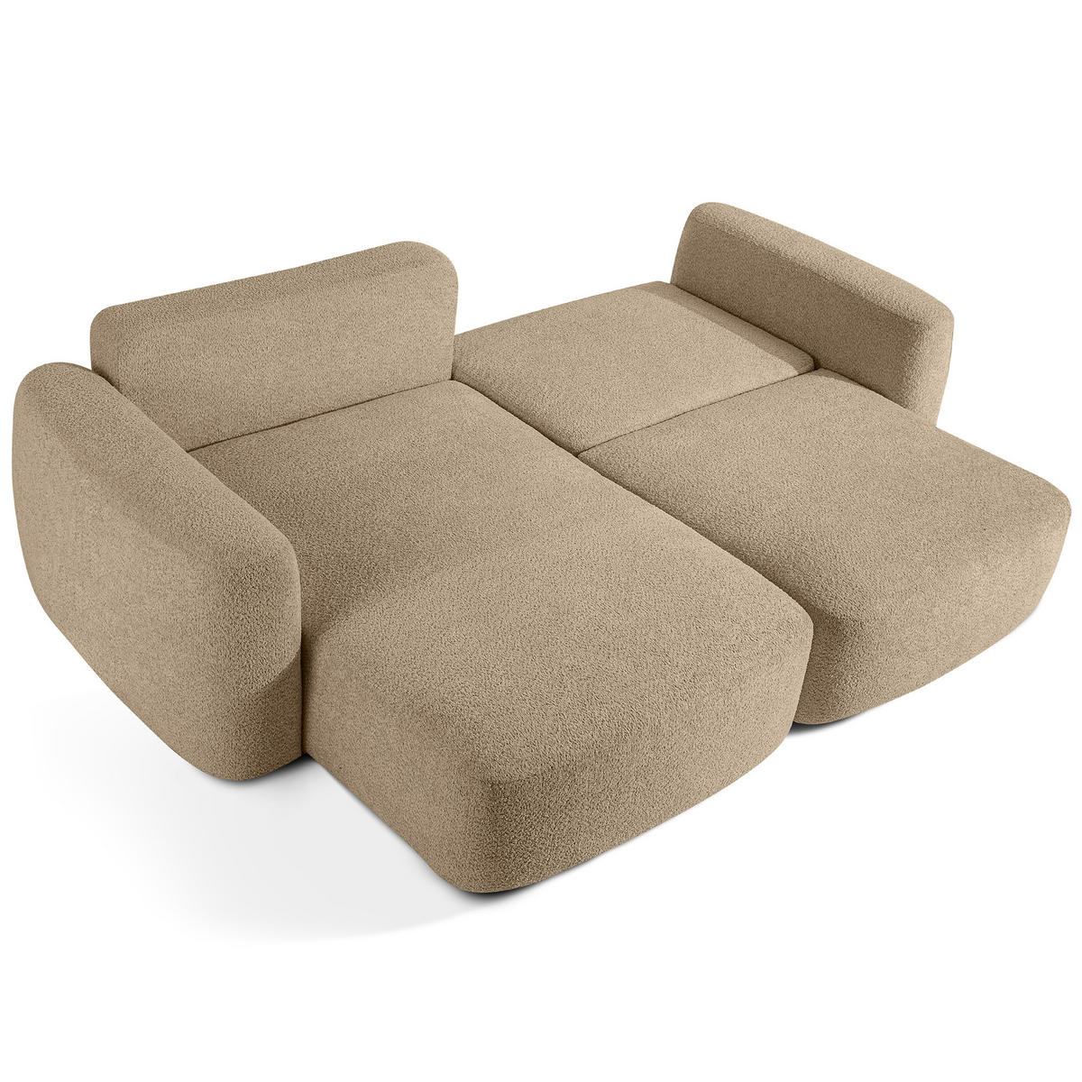 ECKSOFA links ELOSA - Ecru, Holz/Textil (245/165cm) - KONSIMO®
