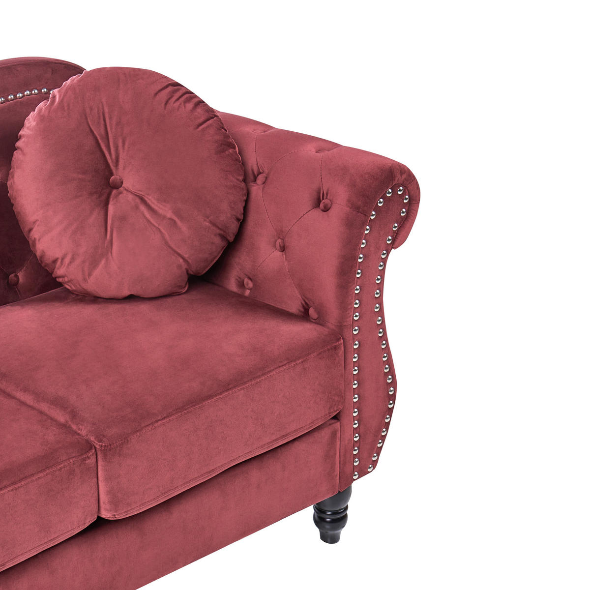 3-SITZER-SOFA Samtstoff Dunkelrot Skien - Dunkelrot, Textil (204/86/78cm) - Beliani