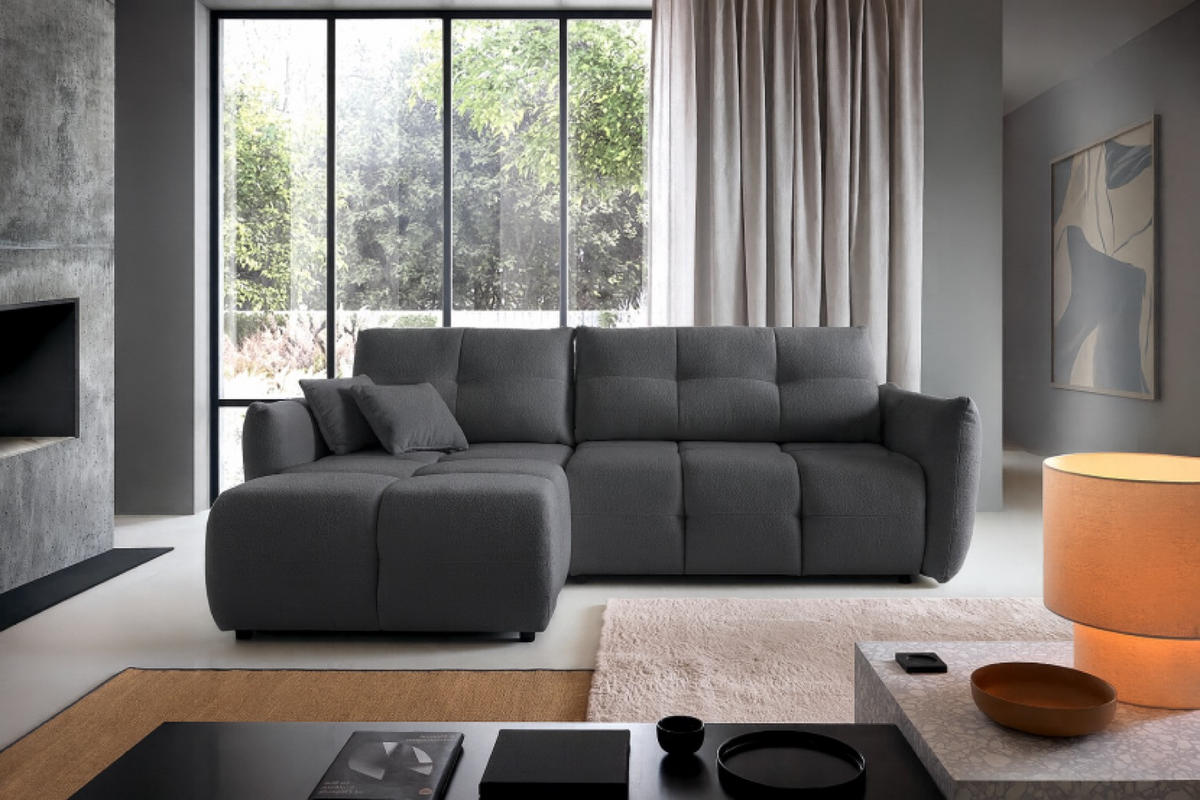 ECKSOFA Grau BOSE Mit Schlaffunktion Links - Grau, Textil (257/177cm) - Sepro Meble
