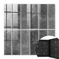 SCHLÜSSELBOX Schwarz 30x30 cm- Türöffnung nach rechts - Graue Fliesen - Grau, Metall (30/30/5cm) - TULUP