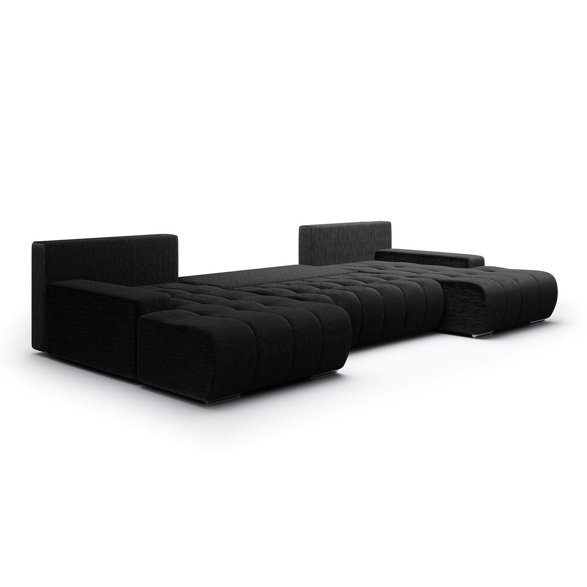 PANORAMASOFA Jonas 5 Sitzplätze Schwarz - Schwarz, Holz (350/85/185cm) - Petits-meubles