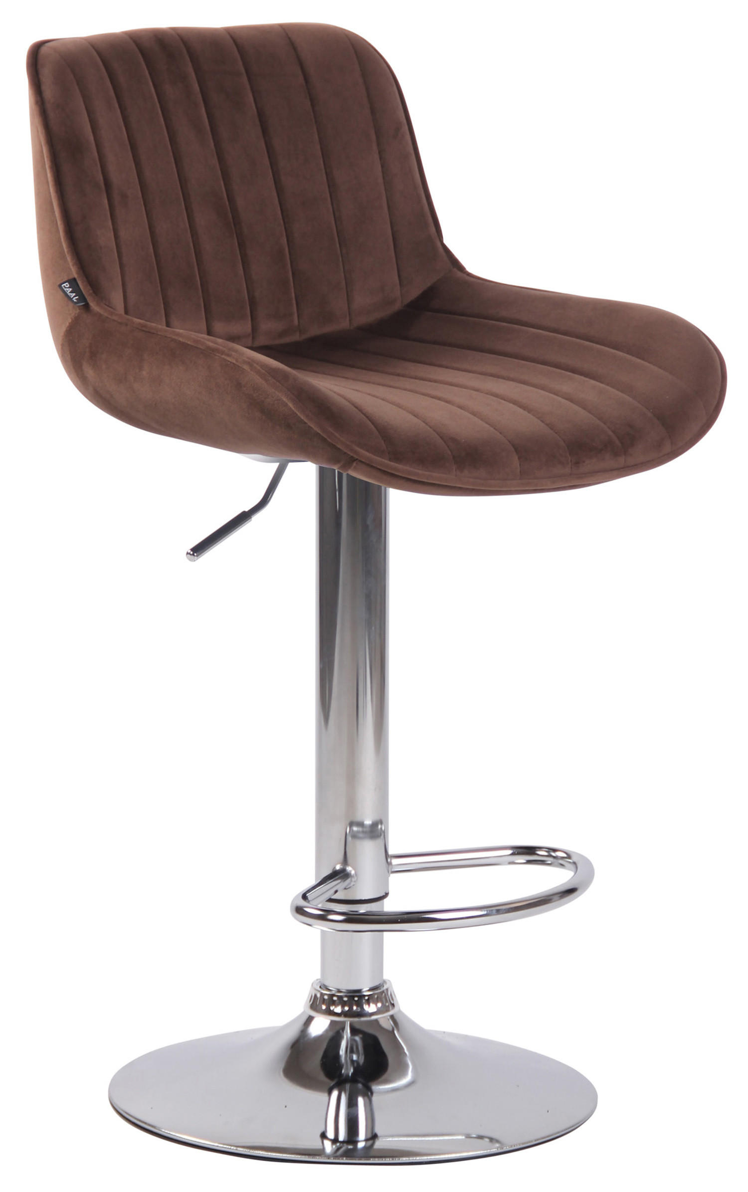 BARHOCKER Lento, Gestell Metall in Chromoptik, Samt Braun - Chromfarben/Braun, Textil/Metall (50/100/50cm) - TPFLiving