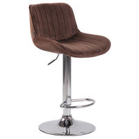 BARHOCKER Lento, Gestell Metall in Chromoptik, Samt Braun - Chromfarben/Braun, Textil/Metall (50/100/50cm) - TPFLiving