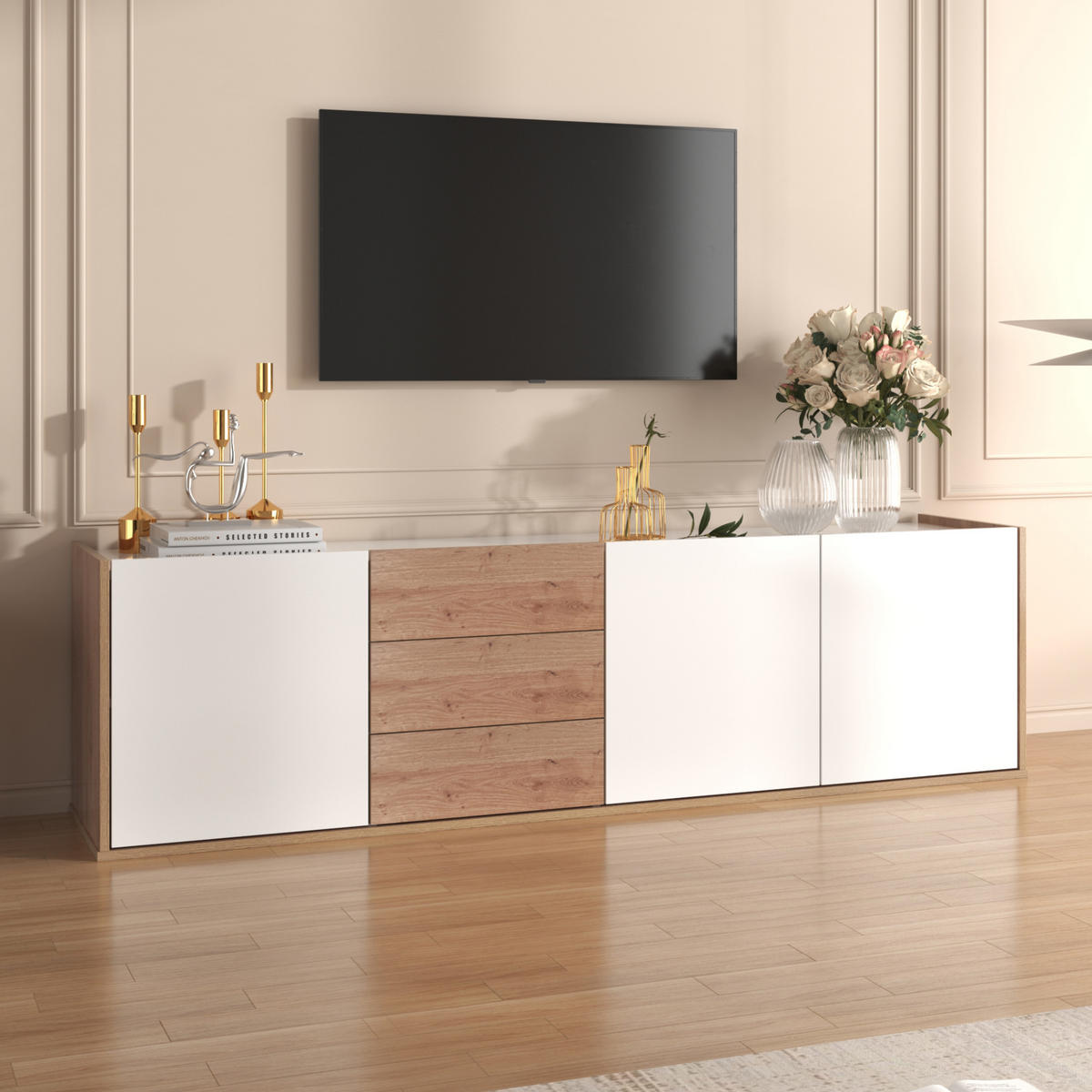 TV-ELEMENT Weiß 171.5/35/47 cm - Weiß, Holz (35/47/171.5cm) - Urban Meuble