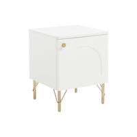 NACHTTISCH links mit 1 Tür – Weiß und Gold - ALOBARA - Weiß, Holz (40/50/40cm) - Vente-Unique