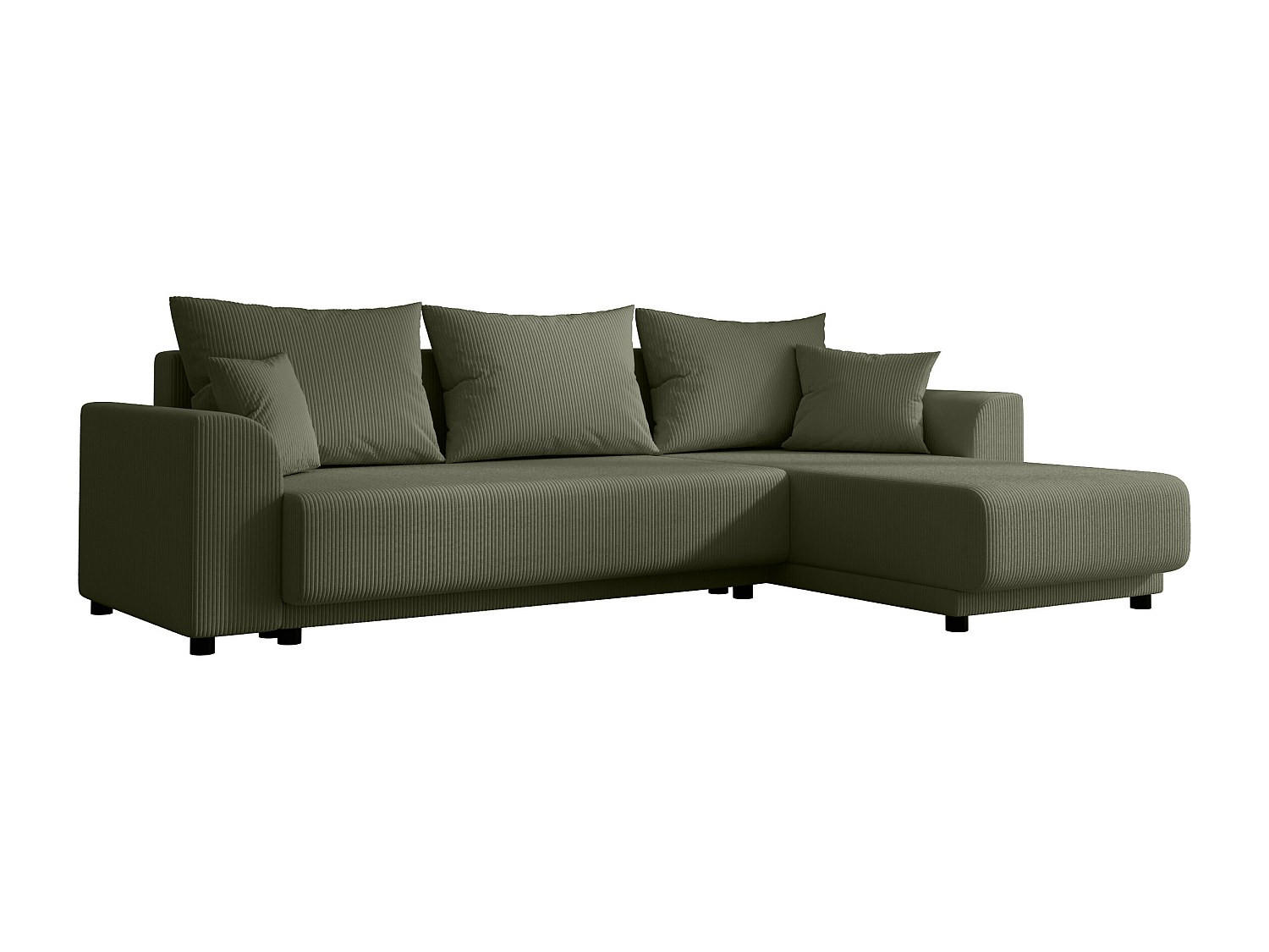 ECKSOFA mit Schlaffunktion - Ecke wechselbar - Cord - Khaki - NESSARO - Grün, Textil (149/240cm) - Vente-Unique
