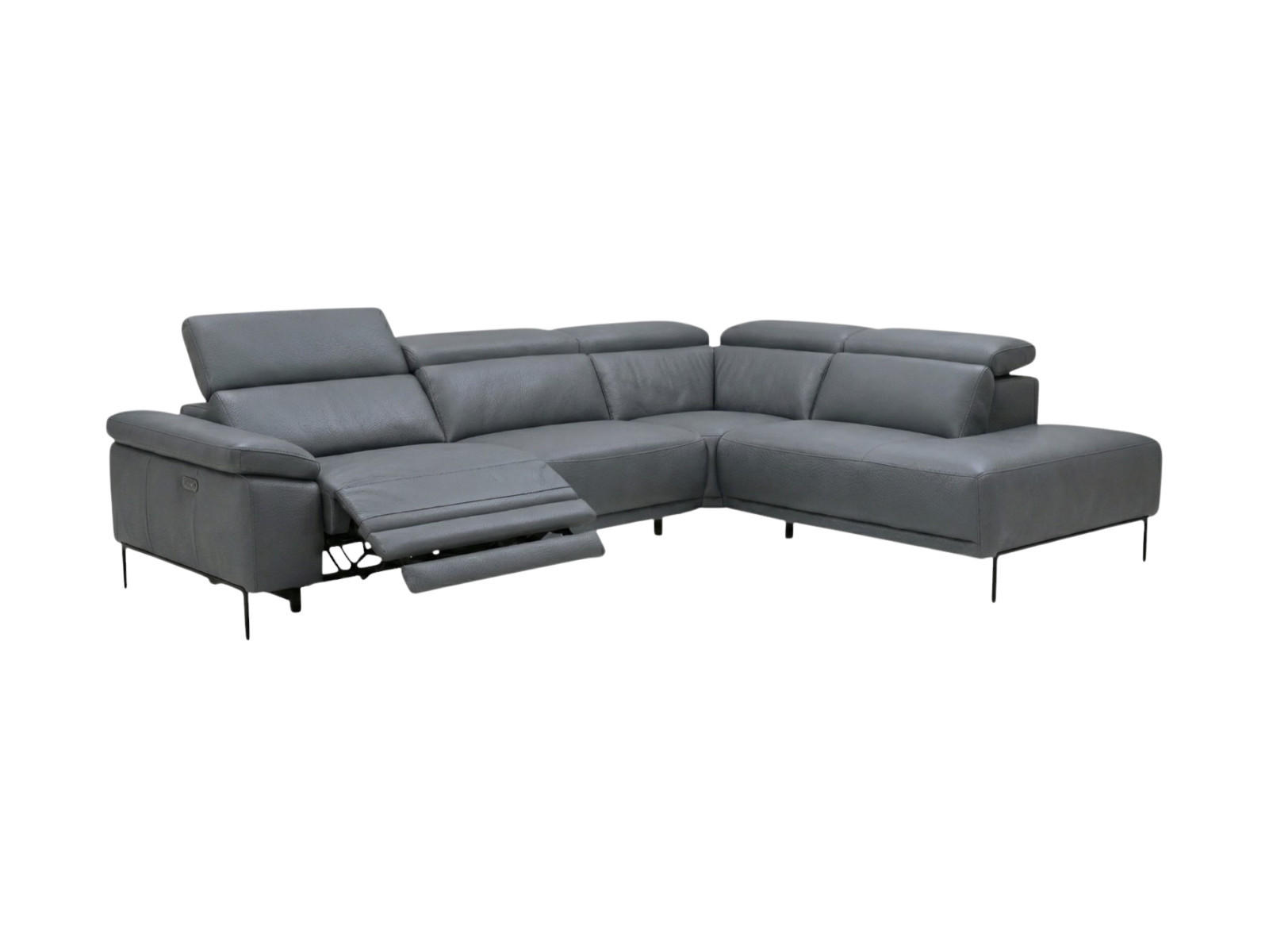ECKSOFA Fiesta Echtleder mit 1 x Relaxfunktion Anthrazit - Anthrazit, Leder/Metall (282/220cm)