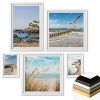 WANDBILDER 5er-Set - 50x50 cm & 20x30 cm & 40x60 cm Weißer Rahmen - Tropische türkisfarbene Inseln - Weiß, Kunststoff (40/60cm) - ArtPrintCave