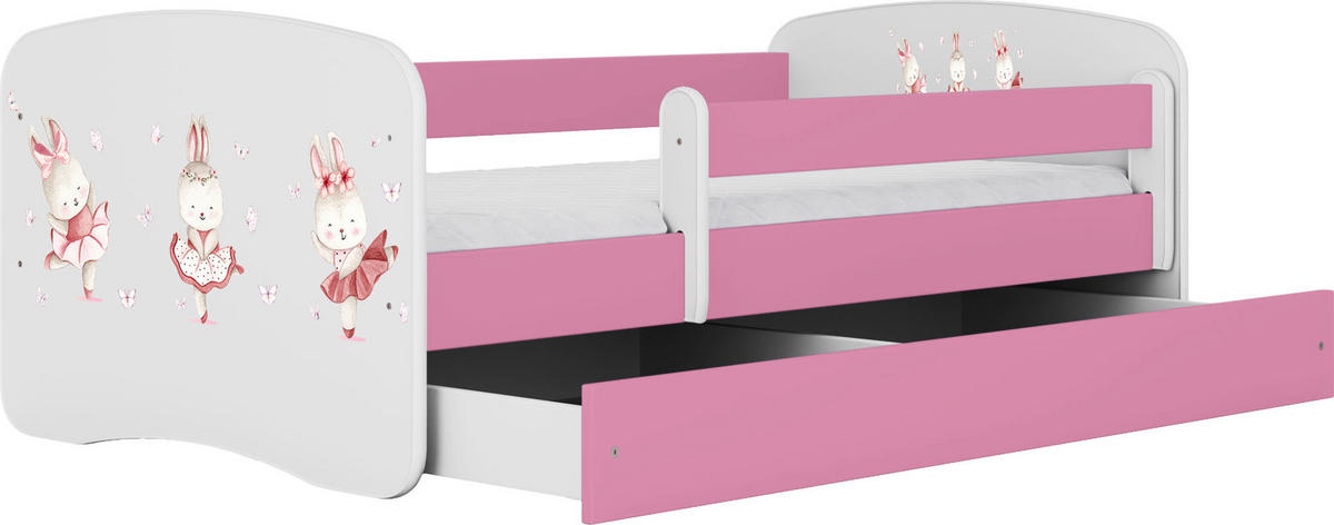 KINDERBETT Emily mit Schublade und Matratze, Rosa 80x180 cm - Altrosa/Rosa, Holzwerkstoff (180/80cm) - WFL GROUP