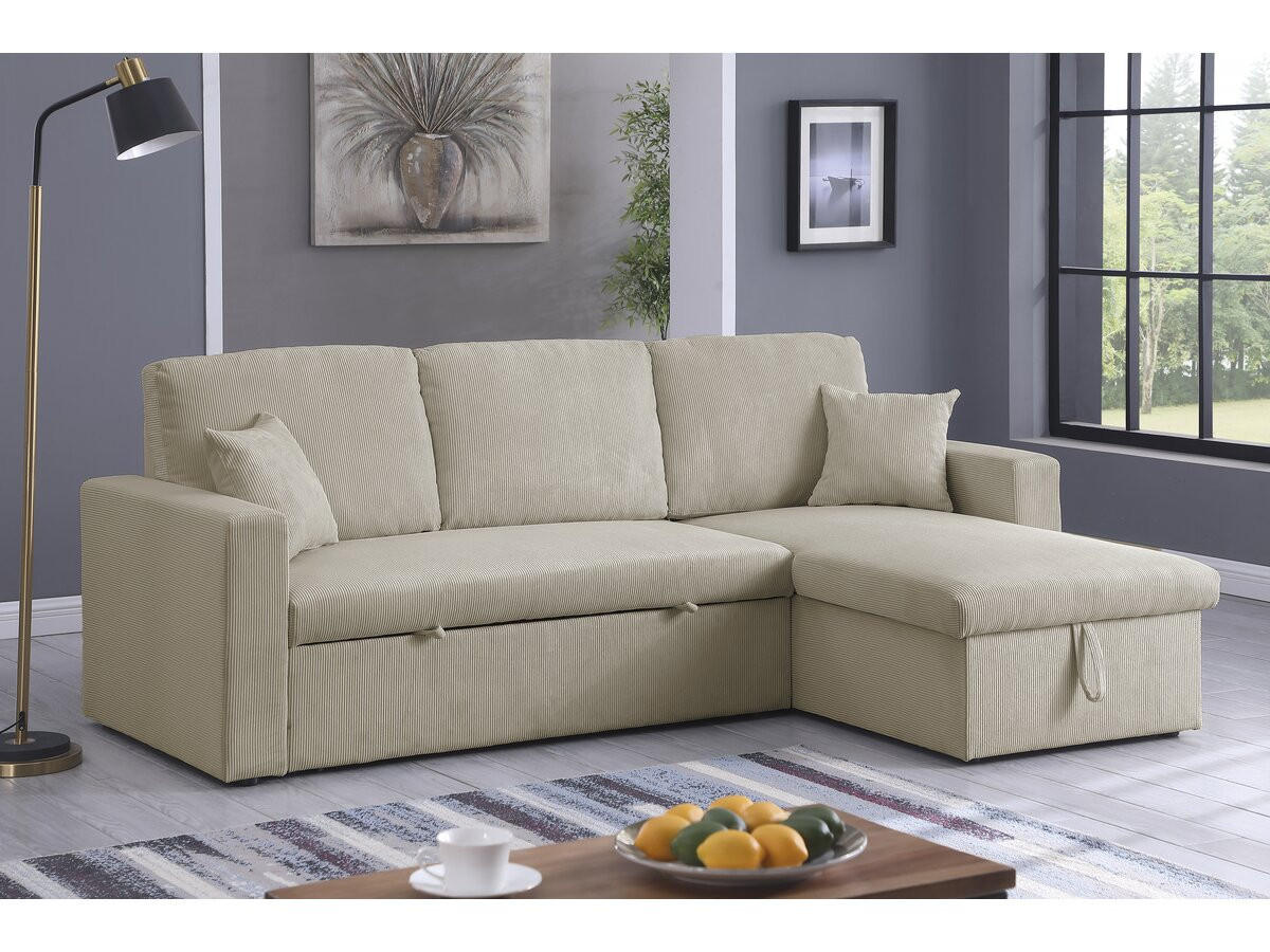ECKSCHLAFSOFA Alain Beige - Beige, Textil (221/145cm) - Habitat Garten