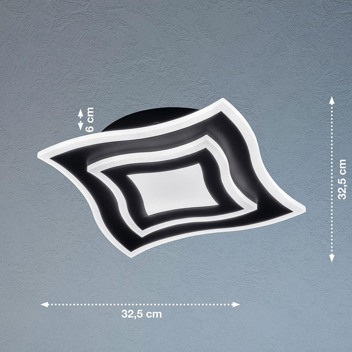 LED DECKENLEUCHTE Metall Schwarz - Schwarz, Metall (32.5/32.5/6cm)