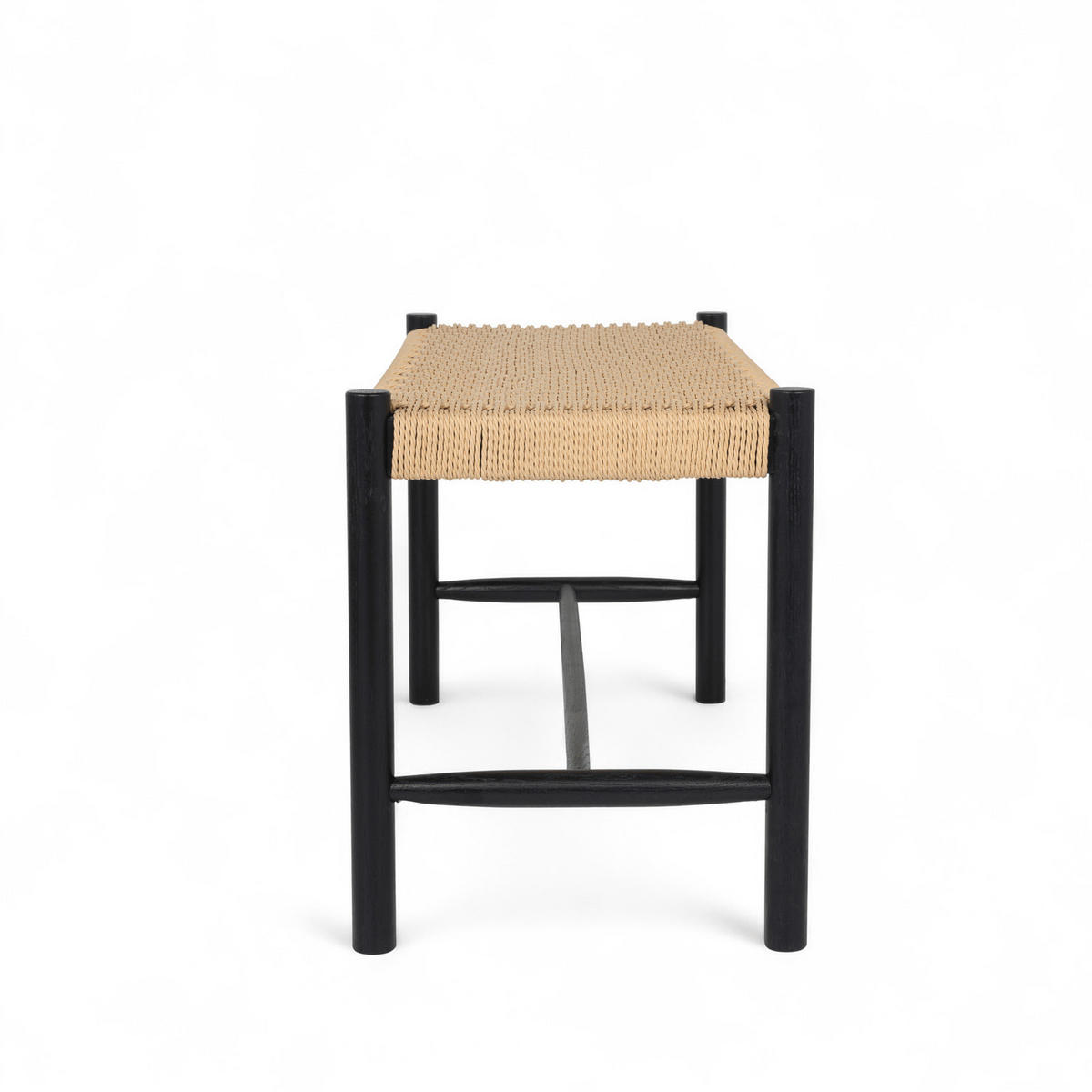 SITZBANK 90/36/45 cm Rattan / Eiche Schwarz - Beige/Schwarz, Holz/Papier (90/45/36cm) - Furnhouse