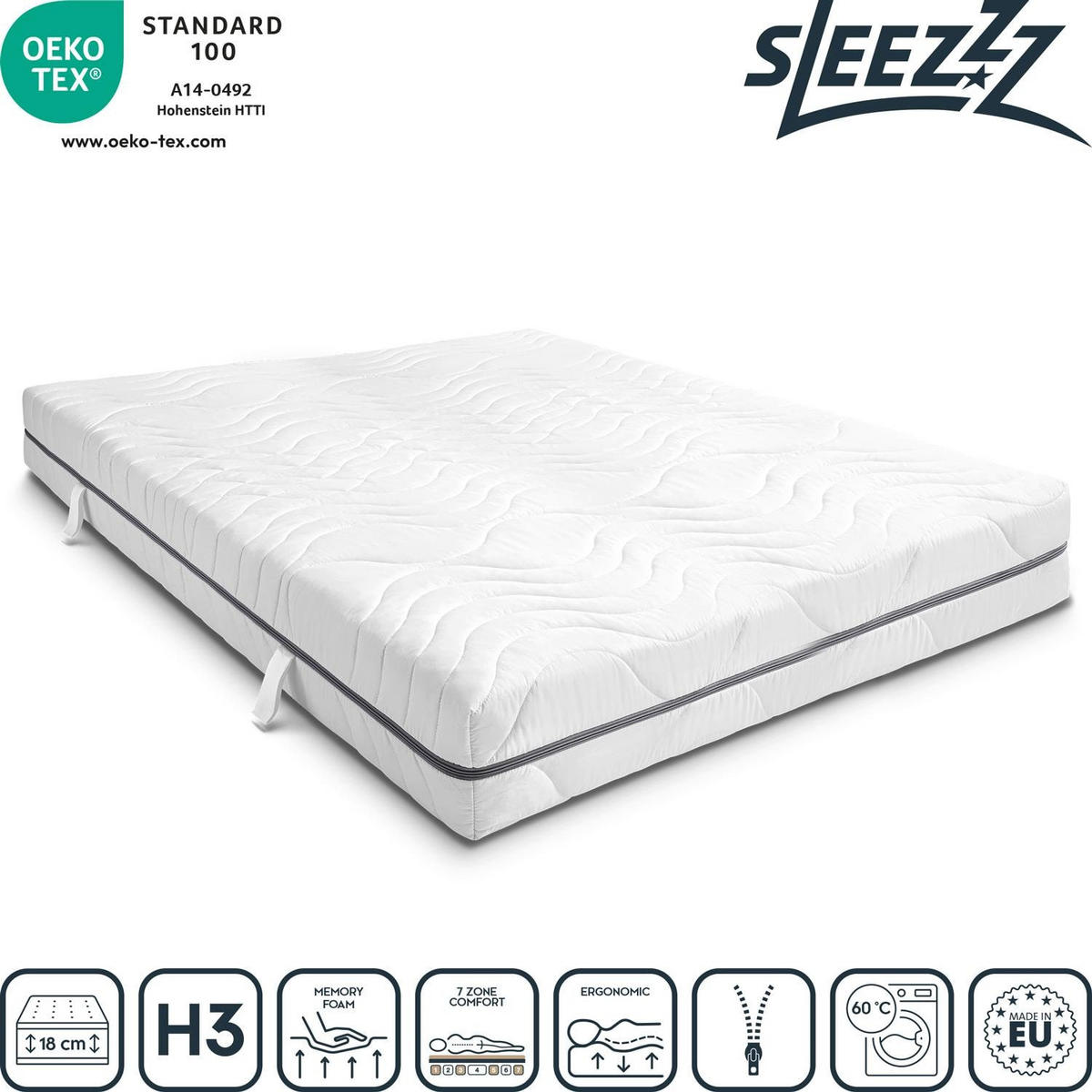 VISCOMATRATZE Smart 200x200 cm - Weiß, Textil (200/200cm) - Sleezzz