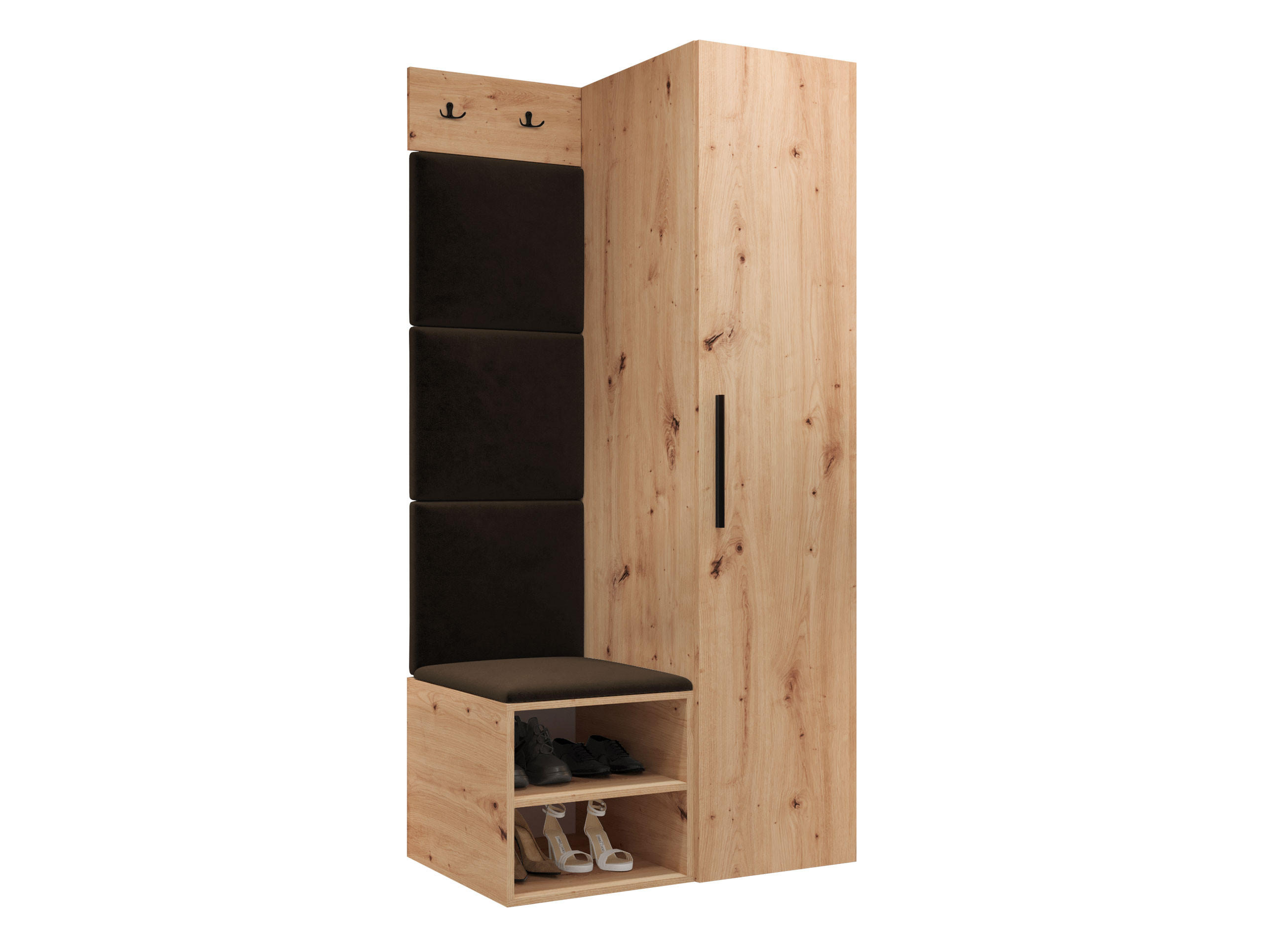 GARDEROBEN-SET Medi III - Schwarz/Braun, Holzwerkstoff/Kunststoff (40/191/50cm) - MIRJAN24