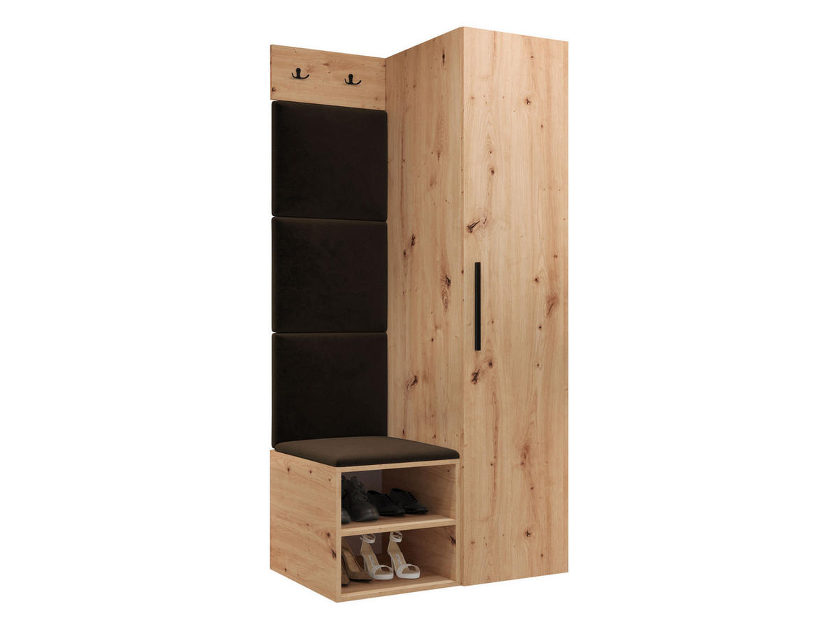 GARDEROBEN-SET Medi III - Schwarz/Braun, Holzwerkstoff/Kunststoff (40/191/50cm) - MIRJAN24