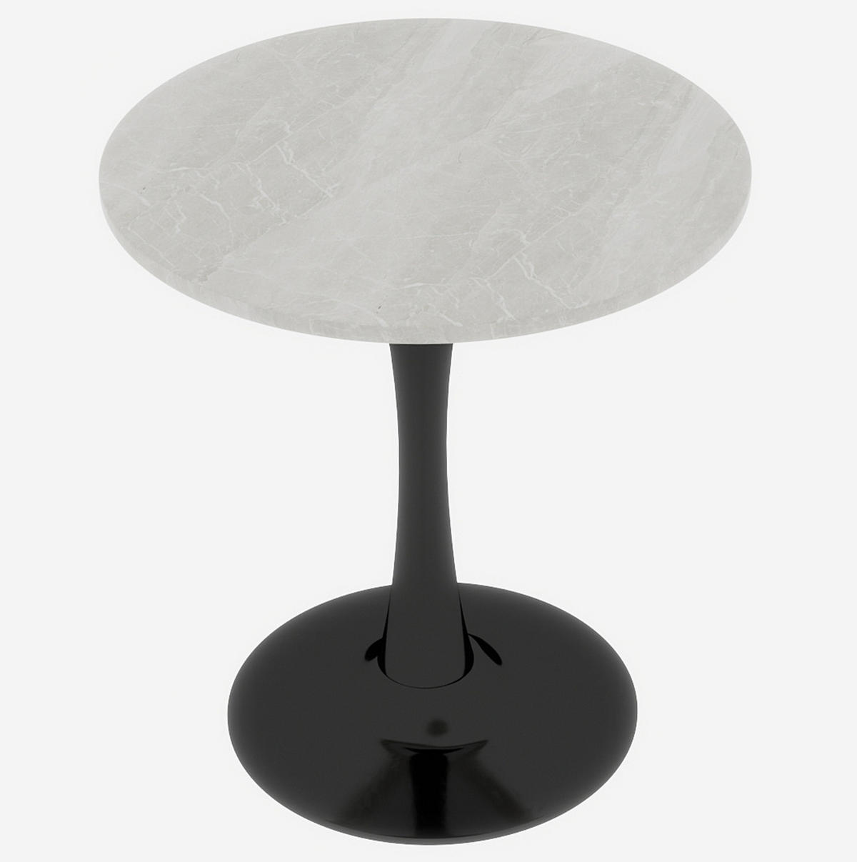 KONFERENČNÍ stolek 70/70/72 cm černo-bílý z umělého mramoru s kulatou deskou - černá, kámen (70/70/72cm) - OKWISH