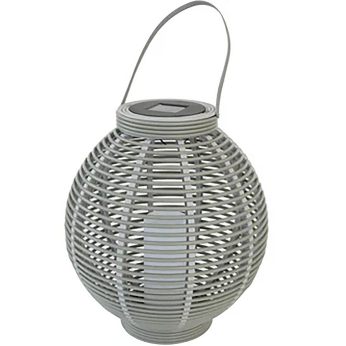 LED SOLARLATERNE Rattan Grau - Grau, Kunststoff (38/38/45.5cm)