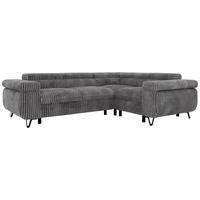 ECKSOFA ORSO L Grau Cord - Rechts Seite - Schwarz/Grau, Textil/Metall (268/197cm) - MKS