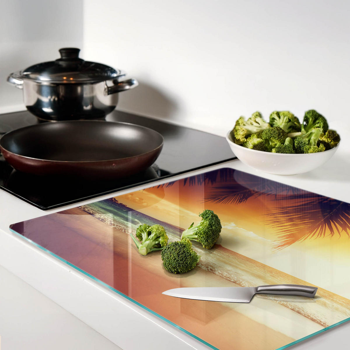 GLASPLATTE 60x52 cm Tropischer Strand - Orange, Glas (60/0.4/52cm) - TULUP