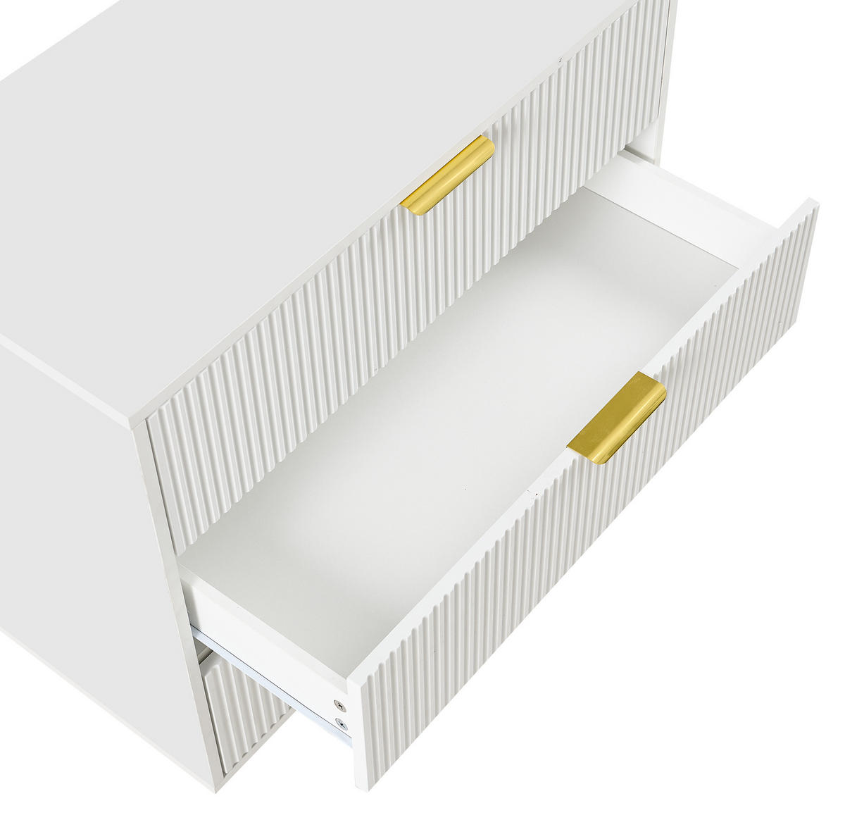 KOMMODE aus MDF 40x80x72 cm Weiß mit 3 Schubladen und goldfarbenen Metallbeinen - Weiß, Holzwerkstoff (80/72/40cm) - Modfu