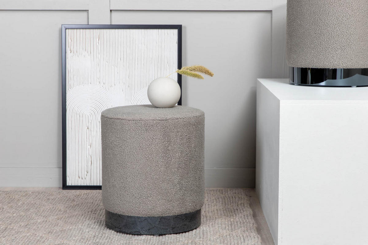 POUF schwarz braun - Graubraun, Holzwerkstoff (35/43/35cm) - ebuy24