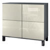 KOMMODE Rova Creme Hochglanz - Creme, Holzwerkstoff (92.5/84.5/35cm) - Vladon
