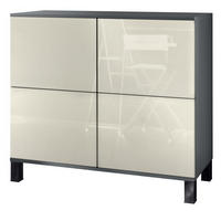 KOMMODE Rova Creme Hochglanz - Creme, Holzwerkstoff (92.5/84.5/35cm) - Vladon