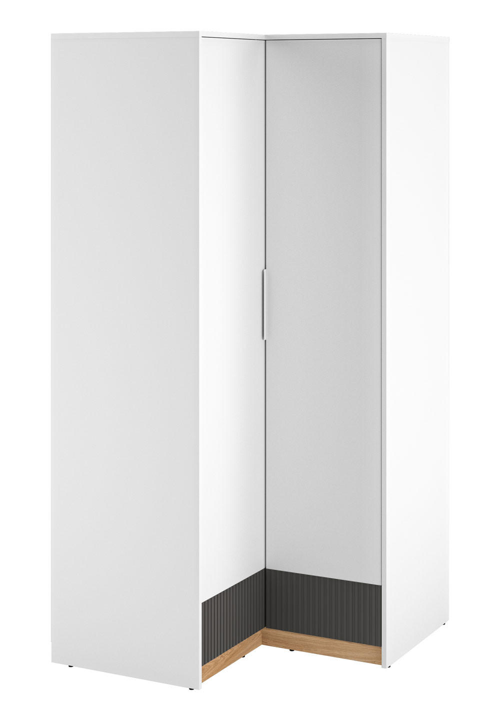 KLEIDERSCHRANK Torino Weiß / Eiche Castello / Graphit 96 / 96 / 196cm - Weiß, Holz/Holzwerkstoff (96/196/96cm) - Feldmann-Wohnen