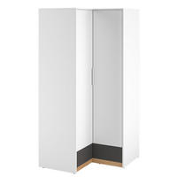 KLEIDERSCHRANK Torino Weiß / Eiche Castello / Graphit 96 / 96 / 196cm - Weiß, Holz/Holzwerkstoff (96/196/96cm) - Feldmann-Wohnen