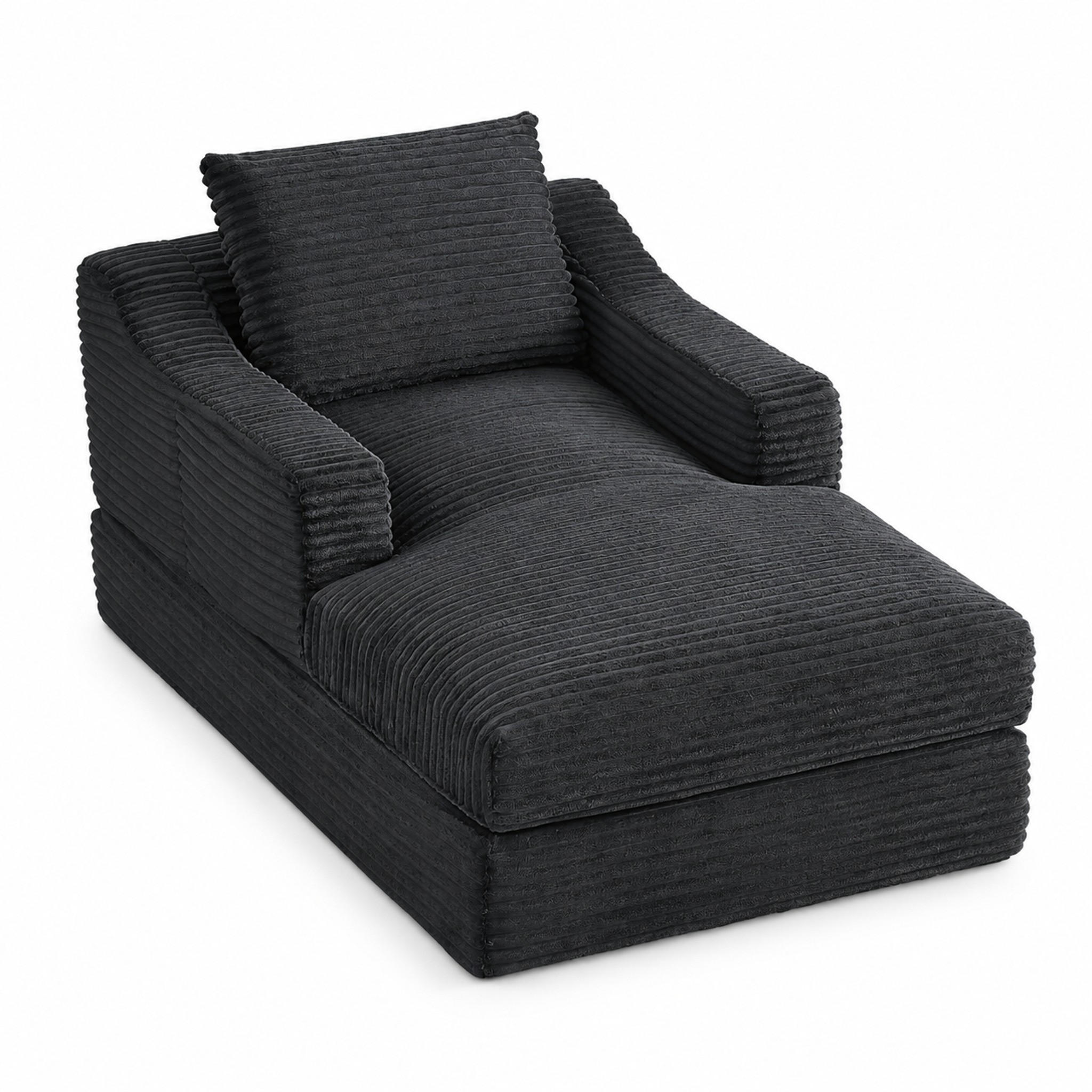 SCHLAFSOFA mit Cordbezug, Doppelschicht-Design und Schlaffunktion - Dunkelgrau, Textil (100/68/162cm) - EVRYAE