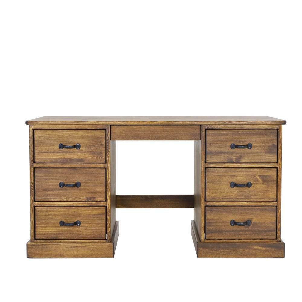 SCHREIBTISCH aus Massivholz Rustyk 1 - Dunkelbraun/Schwarz, Holz (152/60/80cm) - Seart