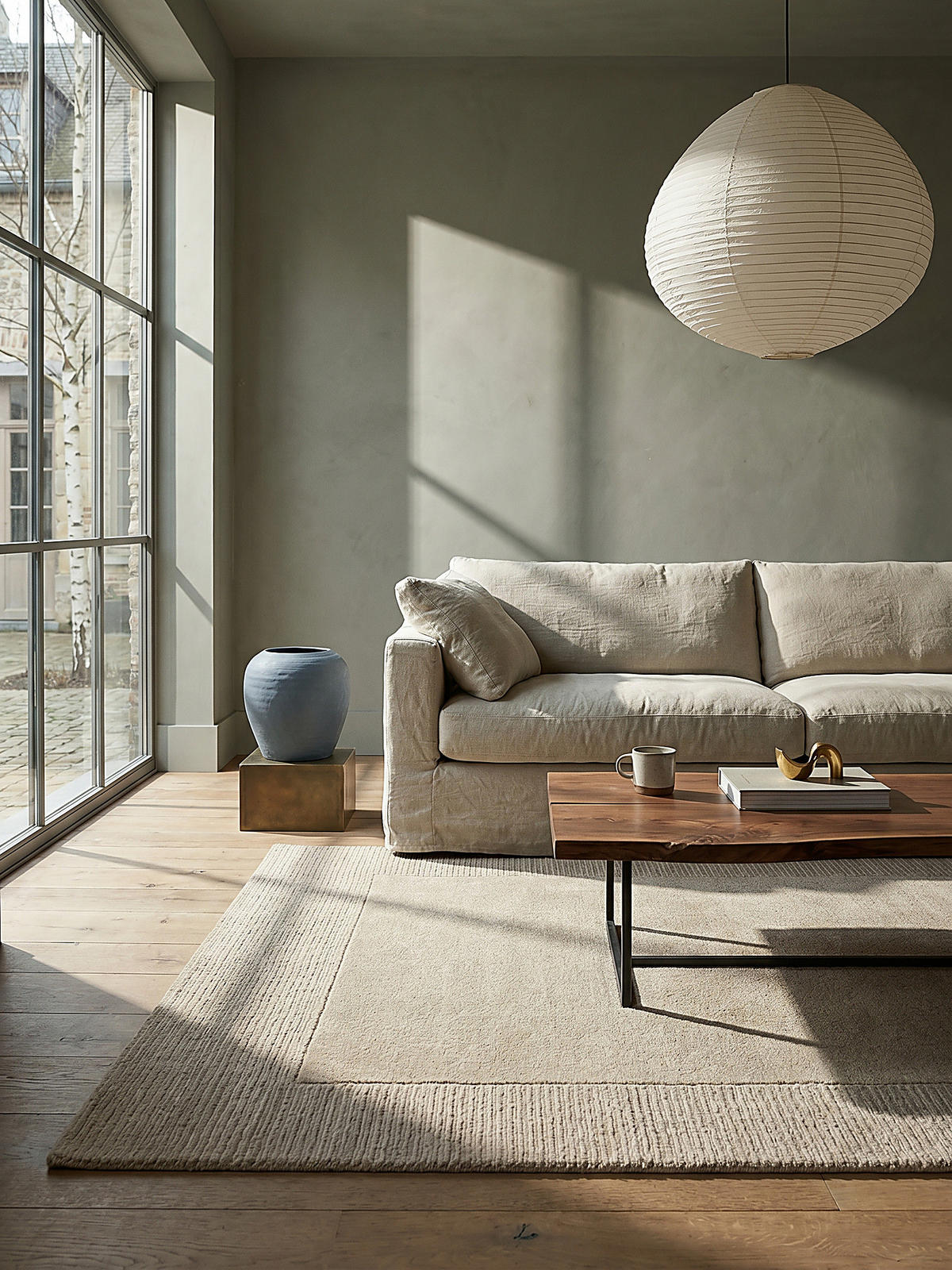 WOLLTEPPICH Uni-Design, mit Randdetails, handgewebt MOLE, Beige 120x170 cm - Beige, Textil (170/120cm) - KADIMA DESIGN