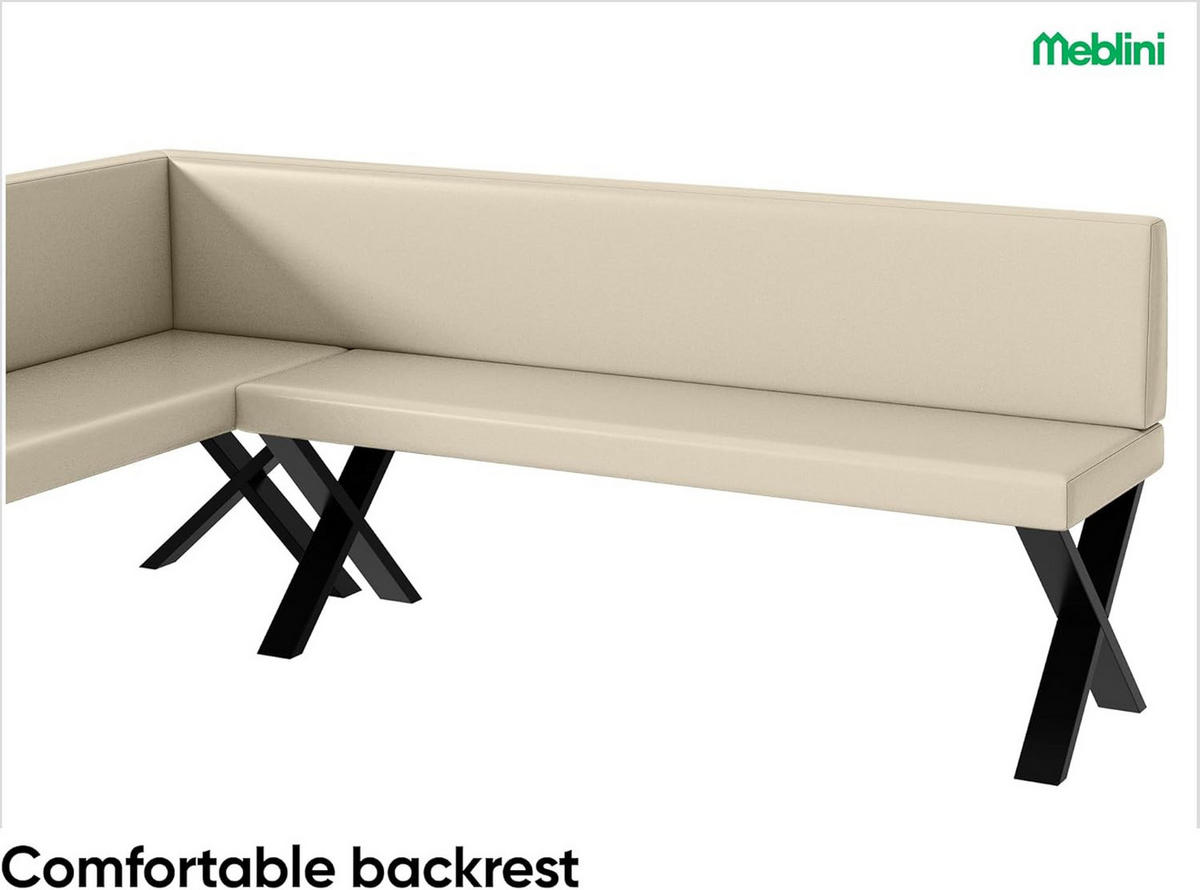ECKBANK TONI_X - Creme, Leder (142/196cm) - Meblini