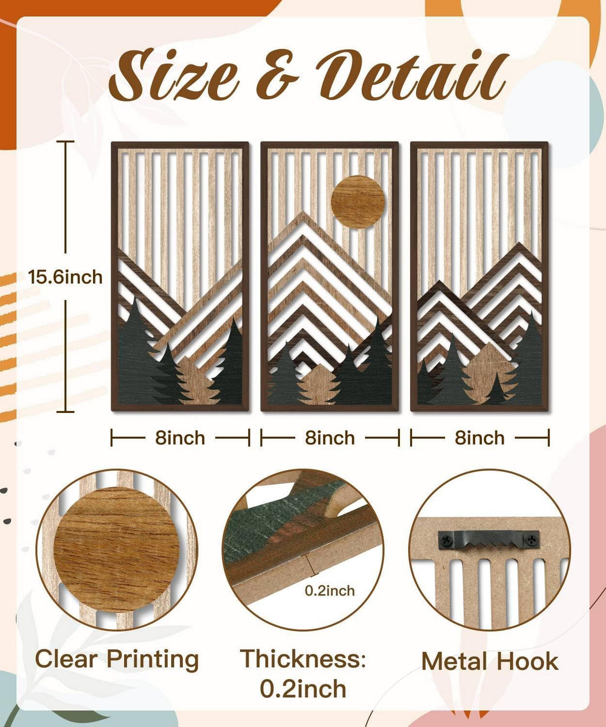 WANDDEKO Braun 41,9x21,8cm Bergmotiv Holz - Akaziefarben, Holzwerkstoff (40/1cm) - Weltevree