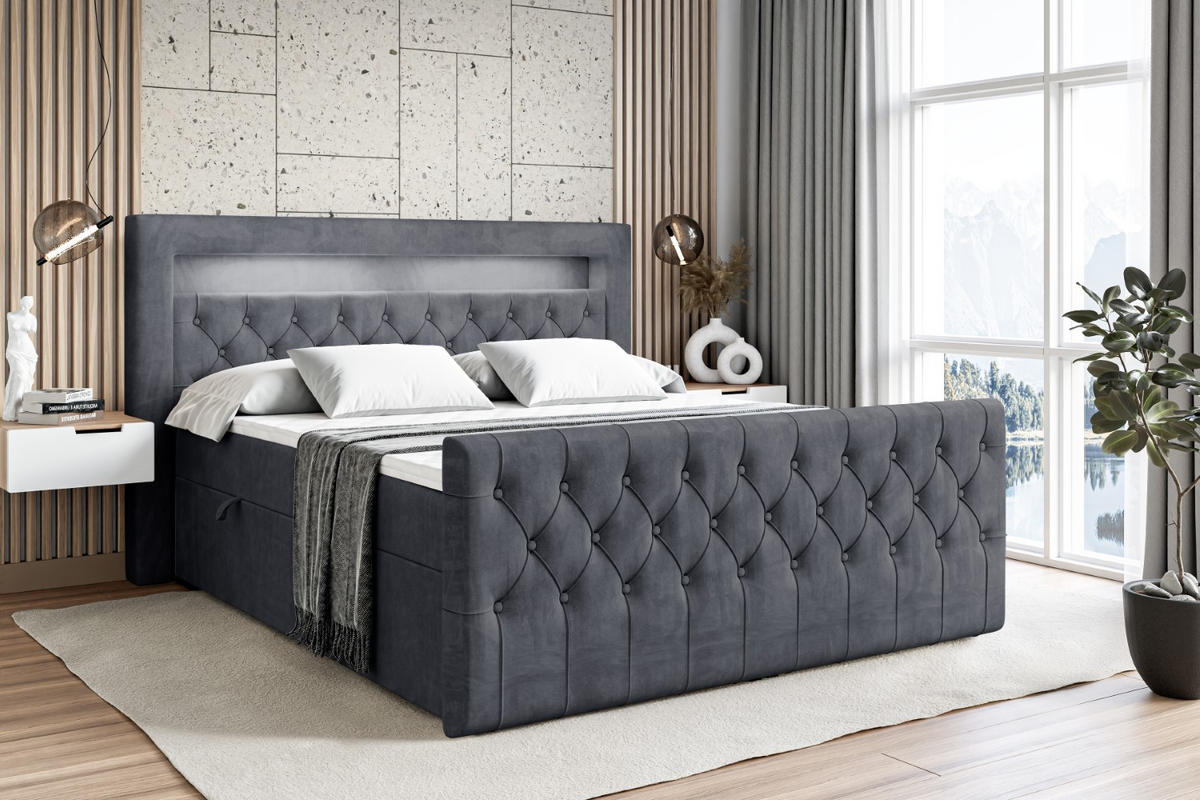 BOXBETT AURORA - 180x200 - H4 - Dunkelgrau - Dunkelgrau, Holzwerkstoff (180/200cm) - ALTDECOR